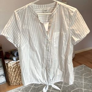 J. CREW Striped Tie-Front short sleeve Button-Up Shirt